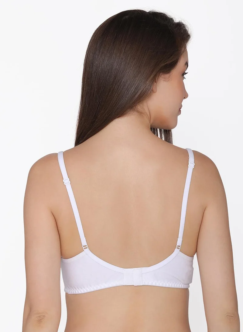 Clovia Multicolour Non-Padded Non-Wired Full Coverage T-shirt Bra in White & Cream - Cotton for Women | Best Price UAE